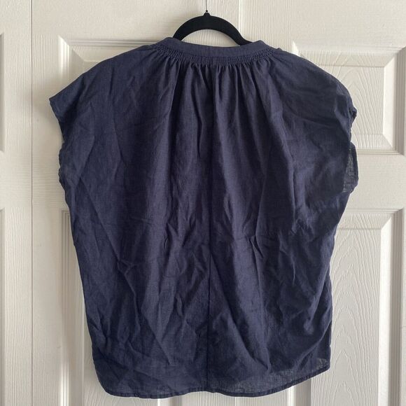 Women's‎ Mod Ref Navy Linen Blend Blouse Small Casual - Picture 5 of 5